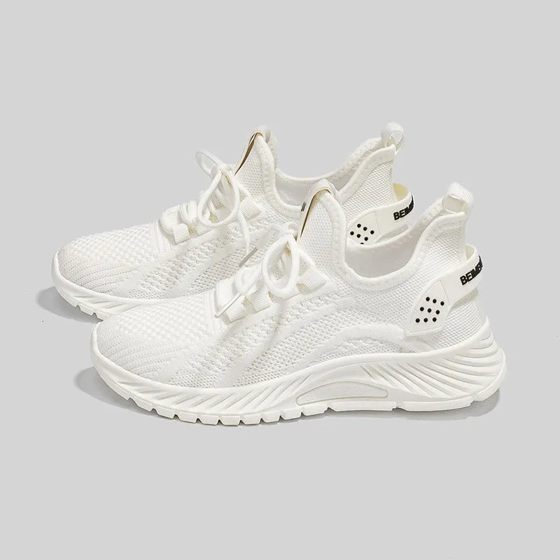 Mesh Lace-Up Platform Athletic Shoes