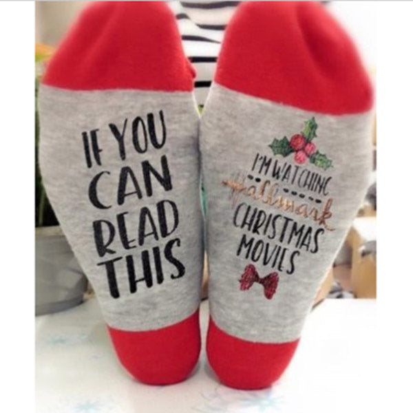 IF YOU CAN RESD THISY English Letter Socks Cotton Socks