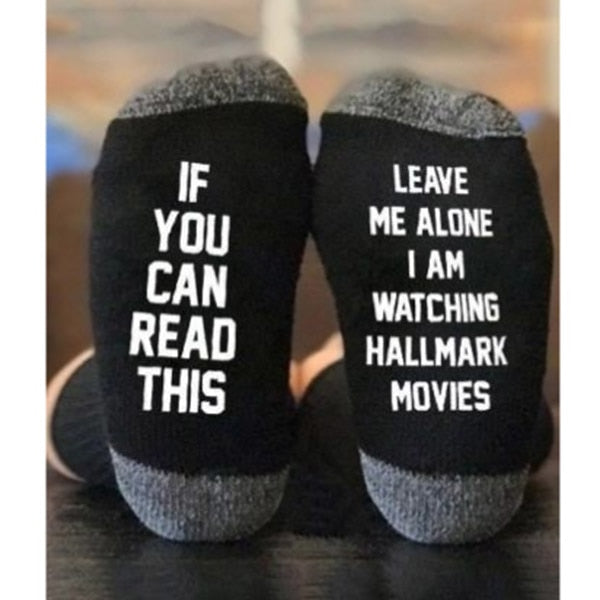 IF YOU CAN RESD THISY English Letter Socks Cotton Socks