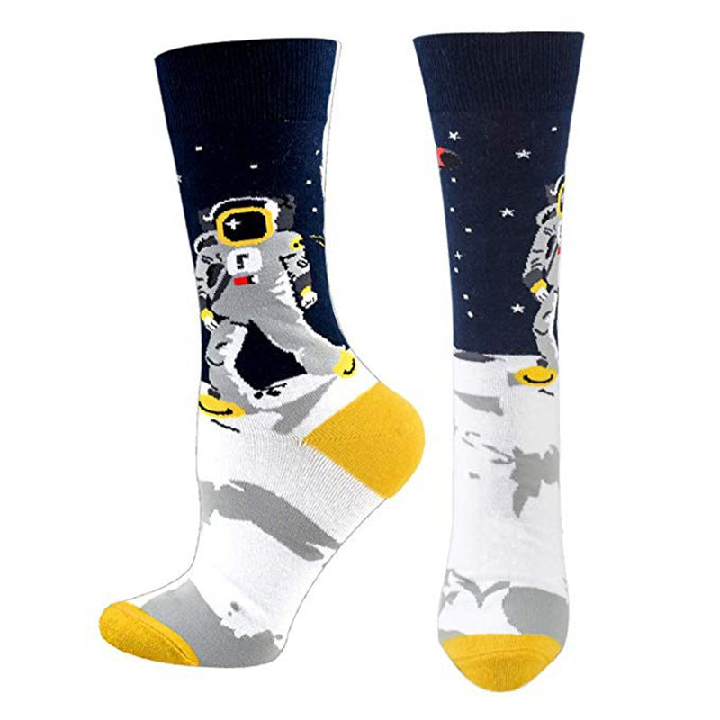 Math Print Men's Socks Space Leisure In Tube Socks Autumn And Winter New Style Cotton Socks Trendy Socks