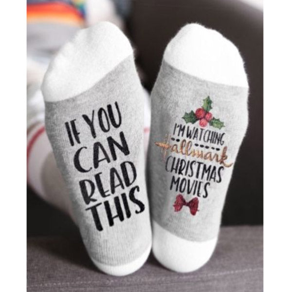 IF YOU CAN RESD THISY English Letter Socks Cotton Socks