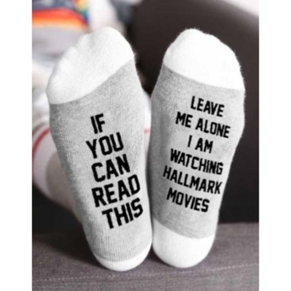 IF YOU CAN RESD THISY English Letter Socks Cotton Socks