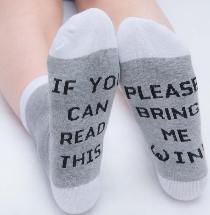 IF YOU CAN RESD THISY English Letter Socks Cotton Socks